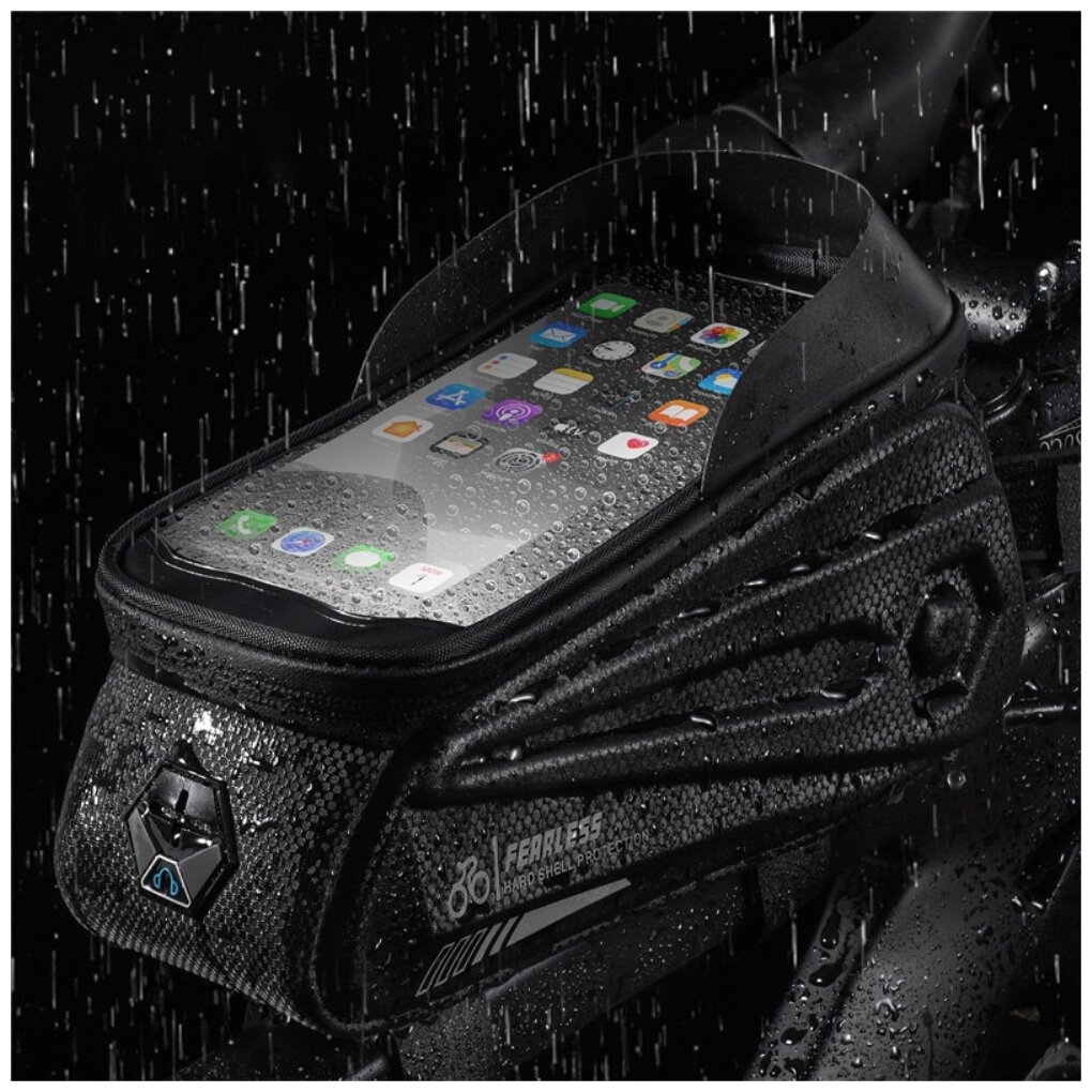 Велосипедная водонепроницаемая сумка для телефона West Biking с креплением на раму, с доступом к сенсорному экрану до 7 дюймов, черная