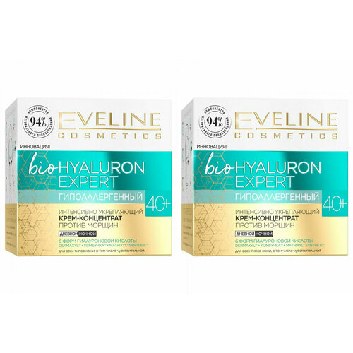 Крем-концентрат Eveline Cosmetics bioHYALURON EXPERT, Гипоаллергенный, интенсивно укрепляющий, против морщин 40+, 50 мл, 2 шт.