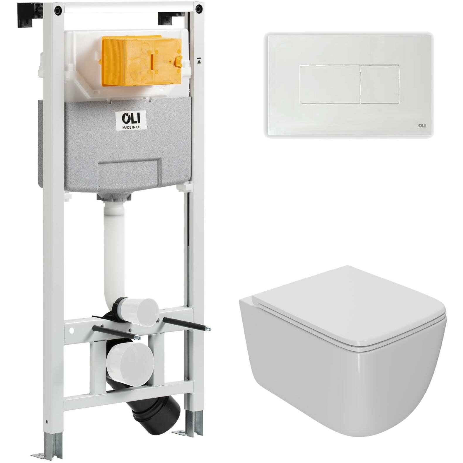 фото Комплект инсталляции Oli 120 ECO Sanitarblock pneumatic+Панель Karisma, бел, Oli + Унитаз Point Меркурий PN41831