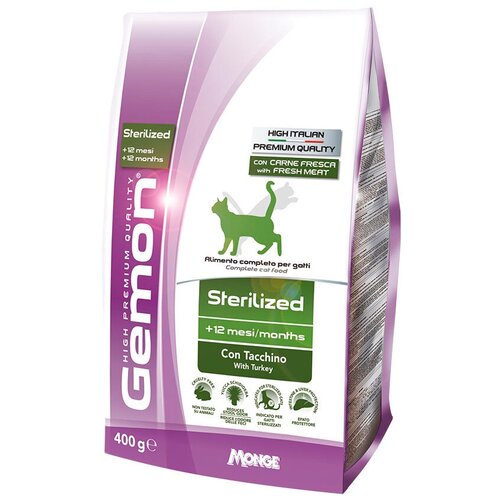 Gemon Cat Sterilised корм для стерилизованных кошек с индейкой 400г 7066 .