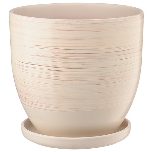 Горшок Вещицы с поддоном Волна, 4.7л, 21x20 см, бежевый