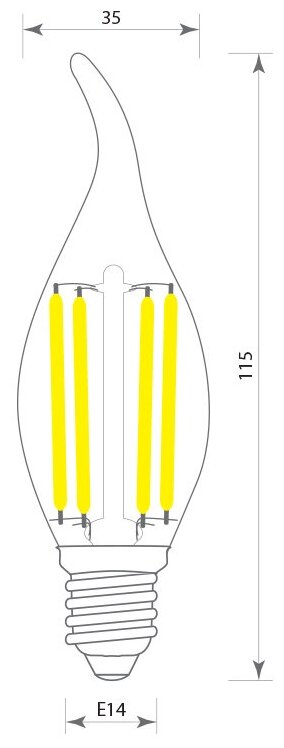 Лампочка светодиодная филаментная GIS-SOLAR C35-E14-6Вт-6000К-220В - фотография № 2