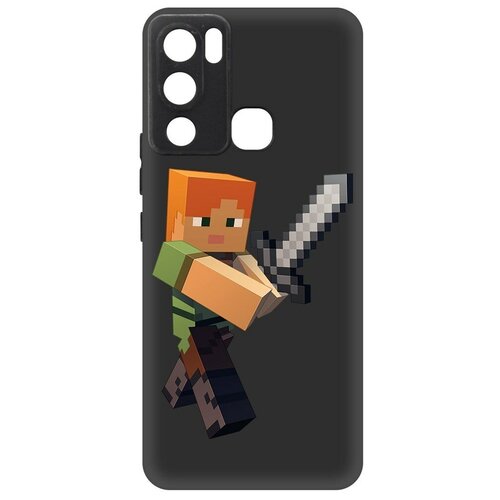 Чехол-накладка Krutoff Soft Case Minecraft-Алекс для INFINIX Hot 12i черный чехол накладка krutoff soft case minecraft алекс для infinix hot 40 pro черный