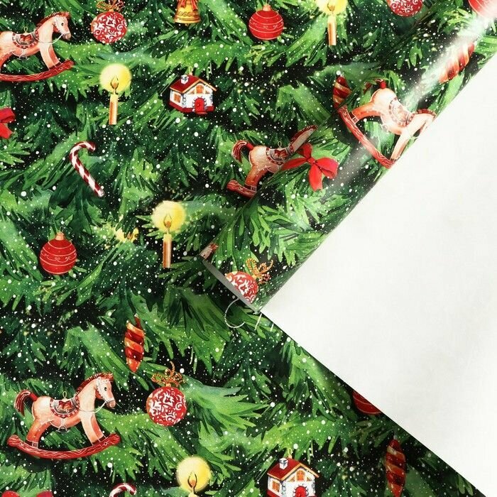 Бумага упаковочная глянцевая "Новогодняя елка", 70 x 100 см