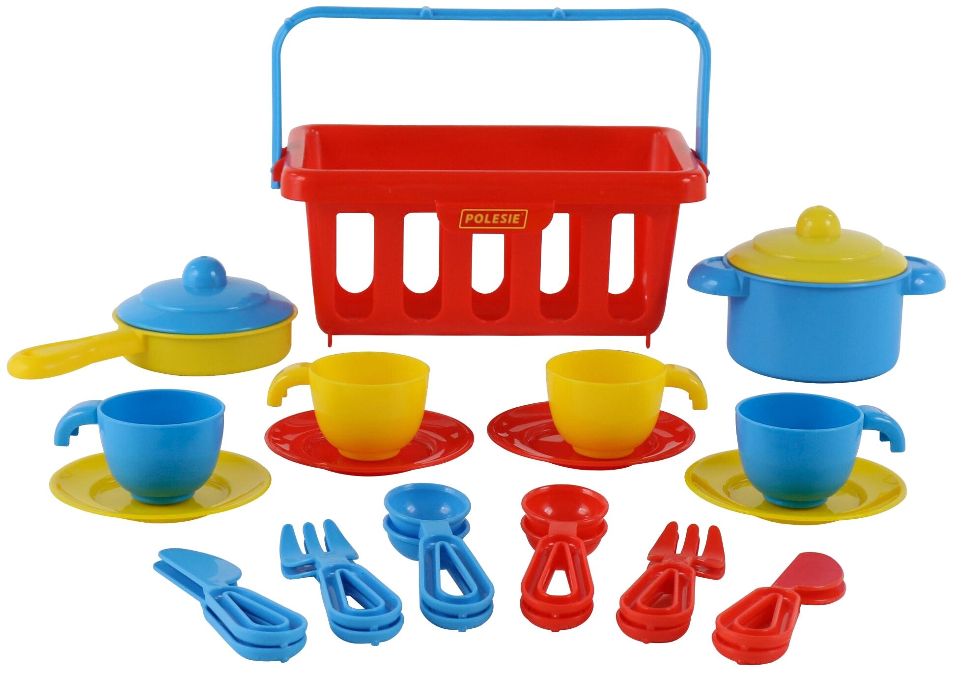 Набор детской посуды Полесье Top Chef с корзинкой на 4 персоны синий - фото №5