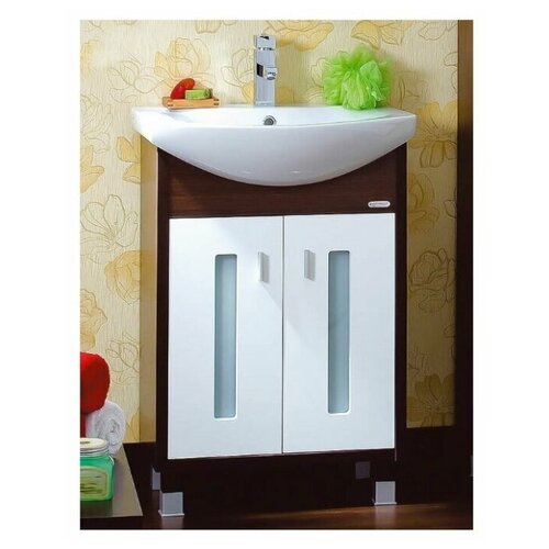 фото Тумба с раковиной для ванной бали 60 венге / белый глянец умывальник сантек "балтика" 60 см бриклаер