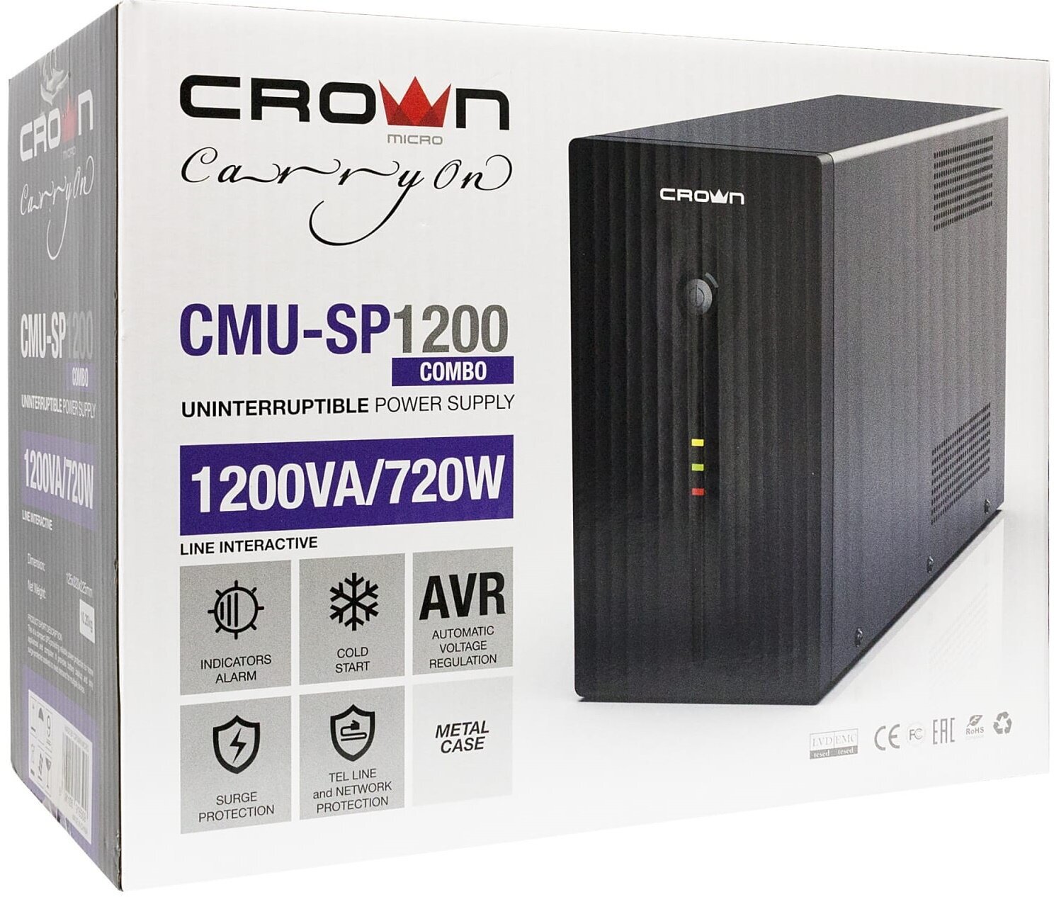 Интерактивный ИБП CROWN MICRO CMU-SP1200 COMBO