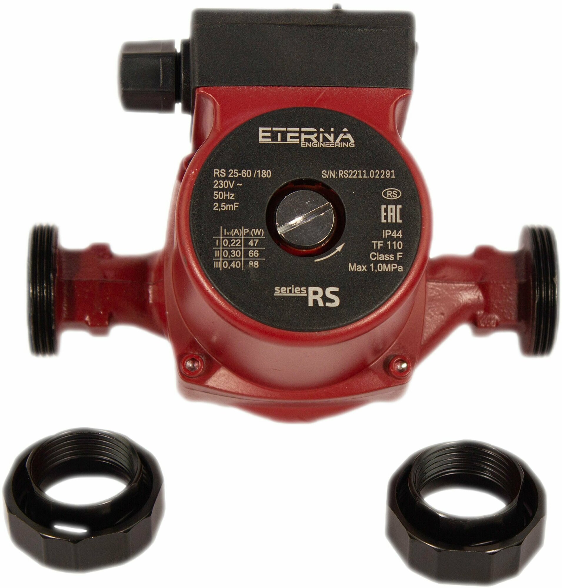 Насос циркуляционный ETERNA RS 25-60 (6 м, 4,3 м3/ч, 1"-1 1/2", 180 мм)