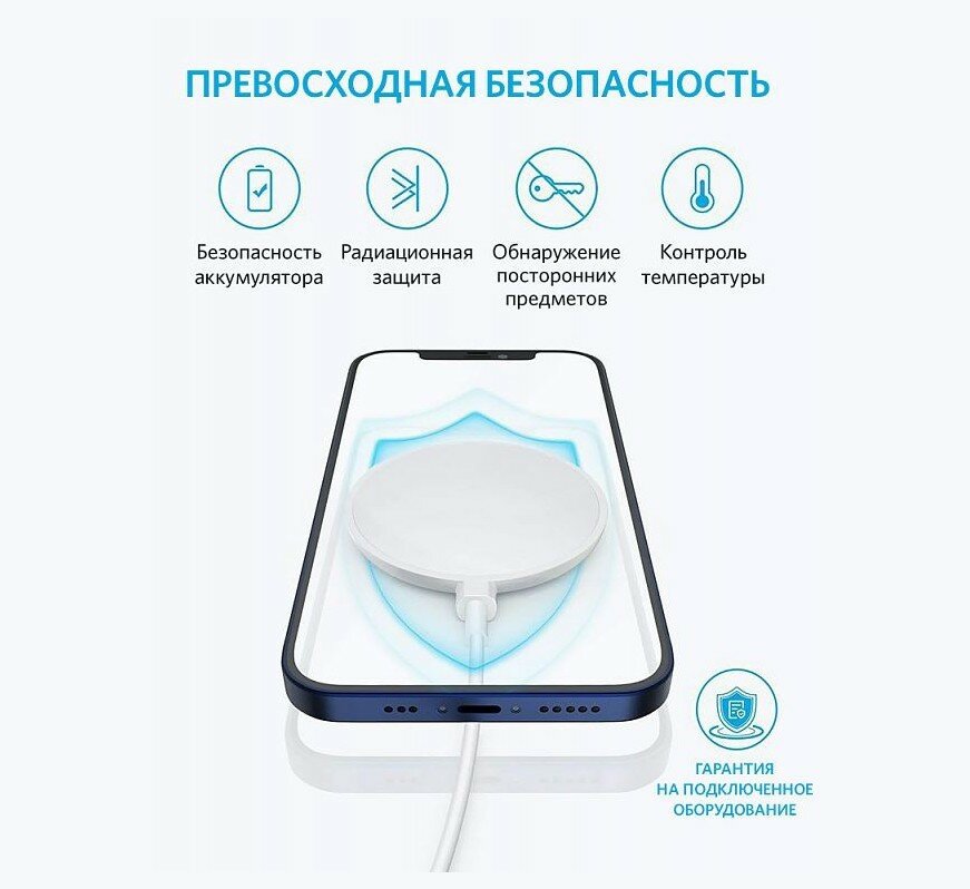 Зарядное устройство сетевое Anker 15Вт PowerWave Magnetic Pad (белый) - фото №15