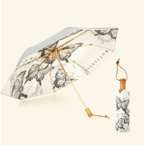 Зонт Белоснежка, механика, 3 сложения, купол 99 см, 8 спиц, деревянная ручка, система «антиветер», чехол в комплекте, для женщин, мультиколор