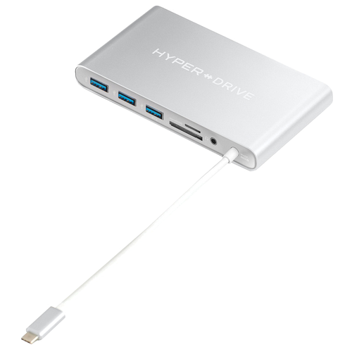 Hyper USB-C хаб HyperDrive Ultimate Hub 3USB/1USB-C/1HDMI 4K 30Hz/1Mini DisplayPort 4K 30Hz/1VGA/1Ethernet серебристый GN30B-Silver