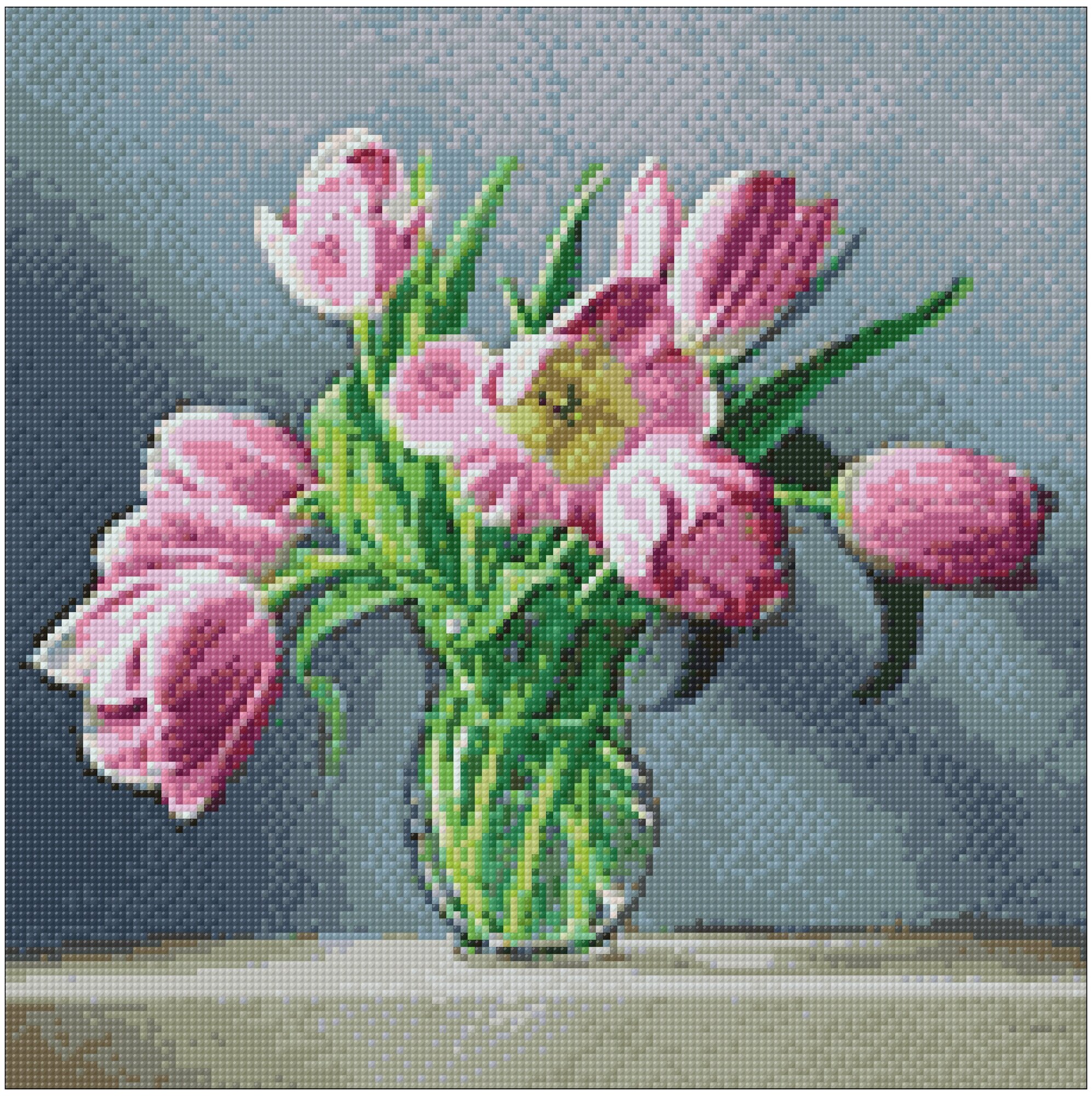 Гранни Набор алмазной вышивки Весенние тюльпаны (Ag2309) 38х38 см