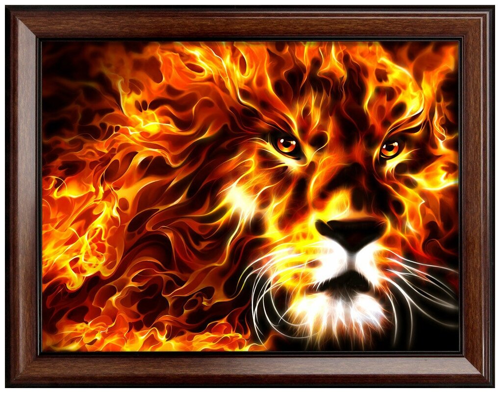 Алмазная вышивка "Огненный лев" 40x30 АЖ-1851