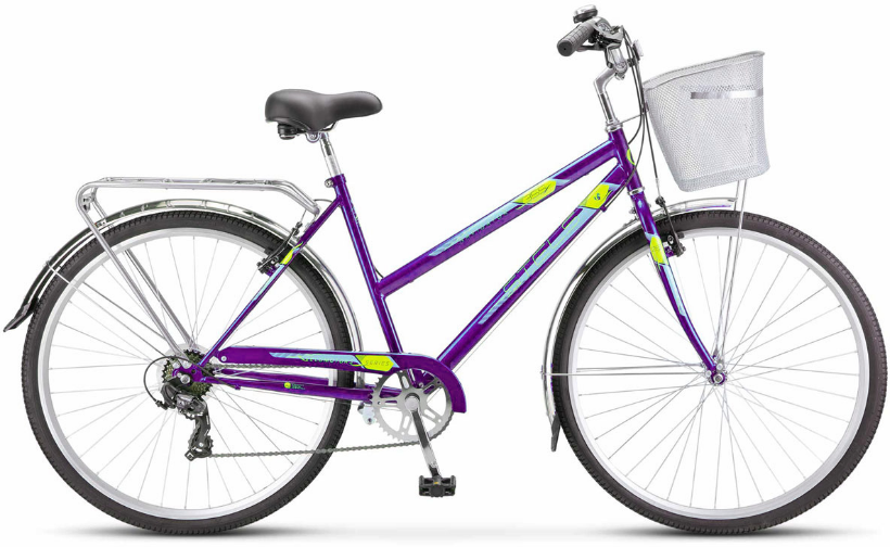 Велосипед 26" Stels Navigator-250, 2023г., фиолетовый,дамск.корзинка