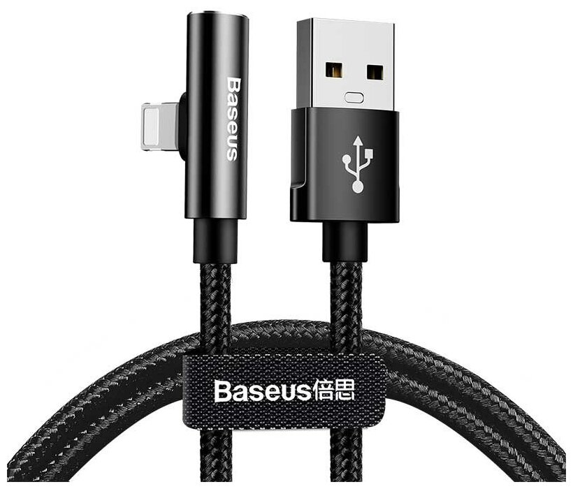 Кабель CALLD-B01 Baseus Rhythm Bent Connector Audio and Charging Cable USB For iP 2A 1.2m Черный