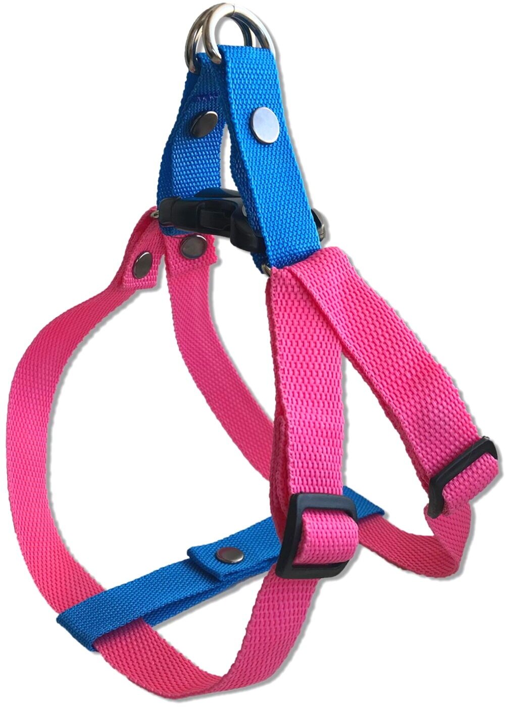 Шлейка для собак Petsare обхват груди 32-46 см, розово-голубой - фотография № 5