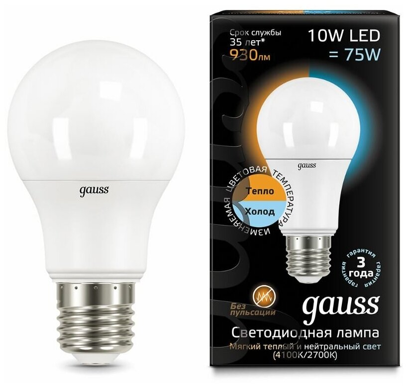 Лампа светодиодная gauss 102502110-T E27 A60