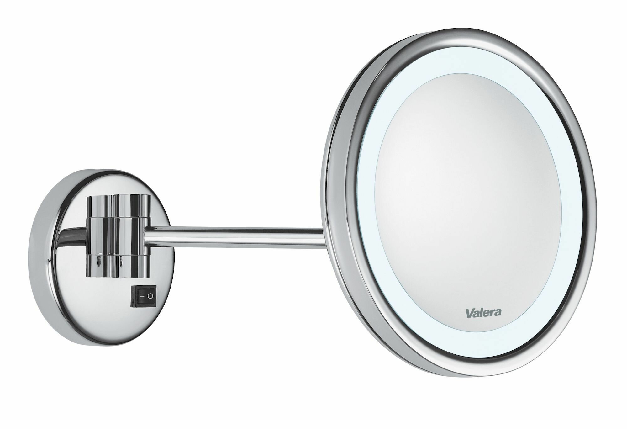 Зеркало настенное Valera Hospitality Optima Light One (207.05), трехкратное увеличение, подсветка, поворот 360, хромированное покрытие
