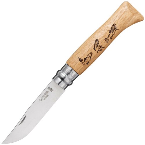 Складной нож Opinel Нож Opinel Animalia №8 нержавеющая сталь, рисунок - форель 001625, длина лезвия 8,5 см