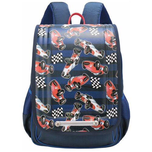 фото Ранец grizzly школьный, анатомическая спинка, для мальчиков, автогонки, 26х35х15 см, ra-976-3/1
