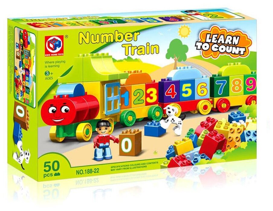 KIDS HOME TOYS Конструктор «Числовой поезд», учимся считать, 50 деталей