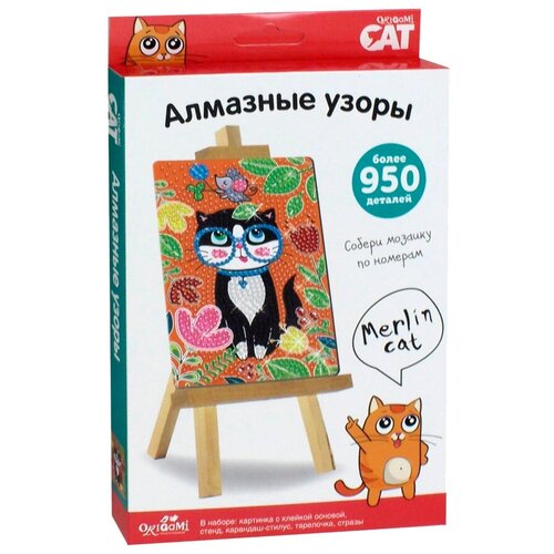 Origami Набор алмазной вышивки Алмазные узоры Merlin Cat (3208) 10х15см