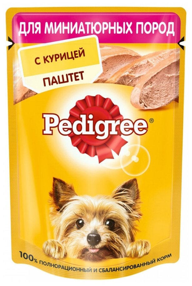 Pedigree Паучи для взрослых собак миниатюрных пород паштет с курицей 80г 1022266410245067 0,08 кг 43504 (2 шт)