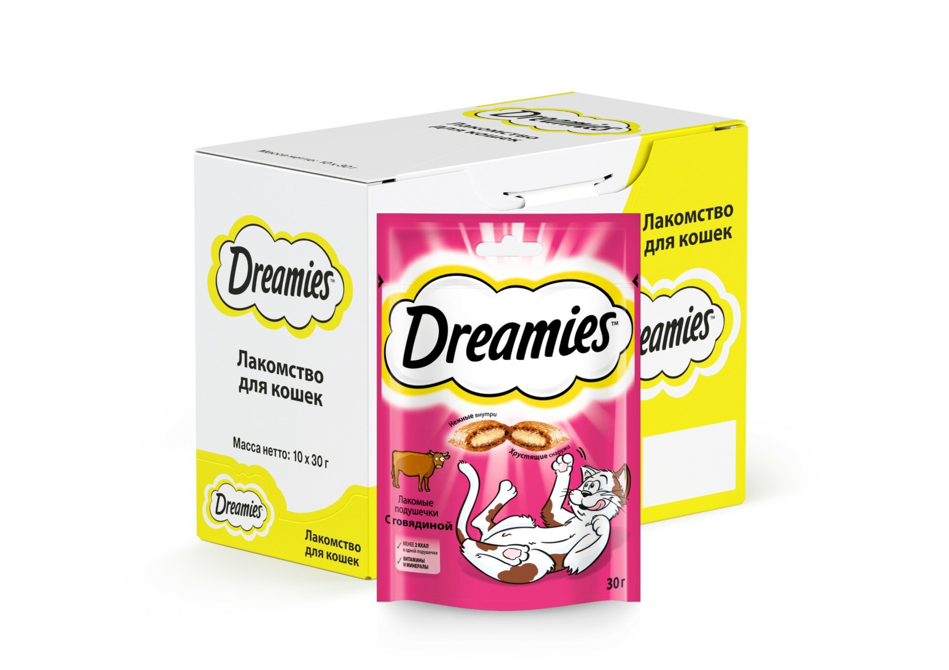 Лакомство для кошек Dreamies подушечки с говядиной, 10 пачек по 30 г - фотография № 11