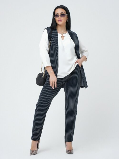 Костюм, жилет и брюки, классический стиль, оверсайз, стрейч, трикотажный, размер 58, черный