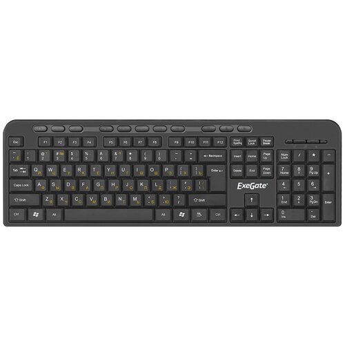 Клавиатура ExeGate LY-500M (USB, 115кл., Enter большой, мультимедиа, шнур 1,5м, черная, Color box)