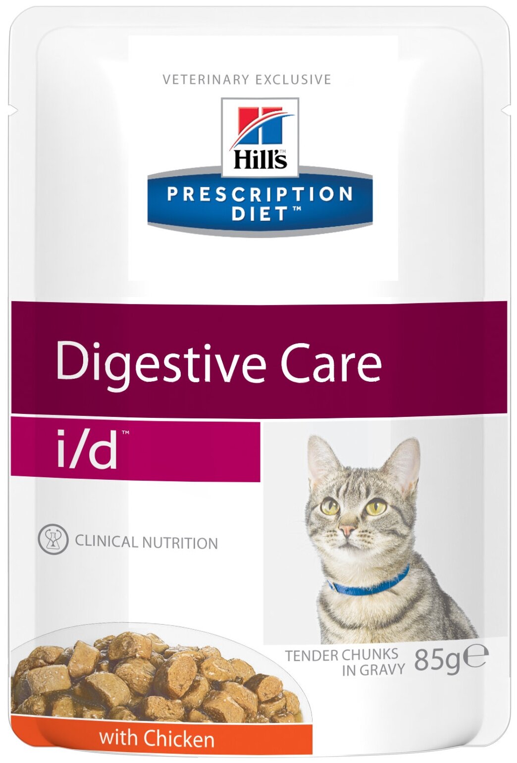 Влажный корм для кошек Hill's Prescription Diet i/d Digestive Care при расстройствах пищеварения, жкт, с курицей 2 шт. х 85 г (кусочки в соусе)