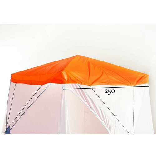 фото Антидождевая накидка 250х250см размер по крыше, для зимней палатки куб, оранжевая 6 углов