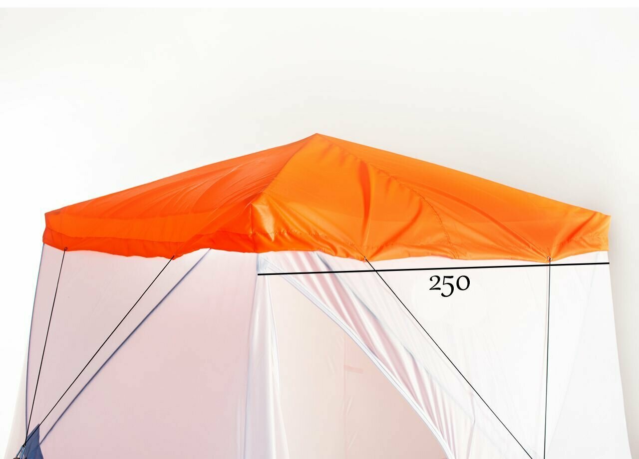 Антидождевая накидка "6 углов" 250х250см размер по крыше, для зимней палатки куб, оранжевая