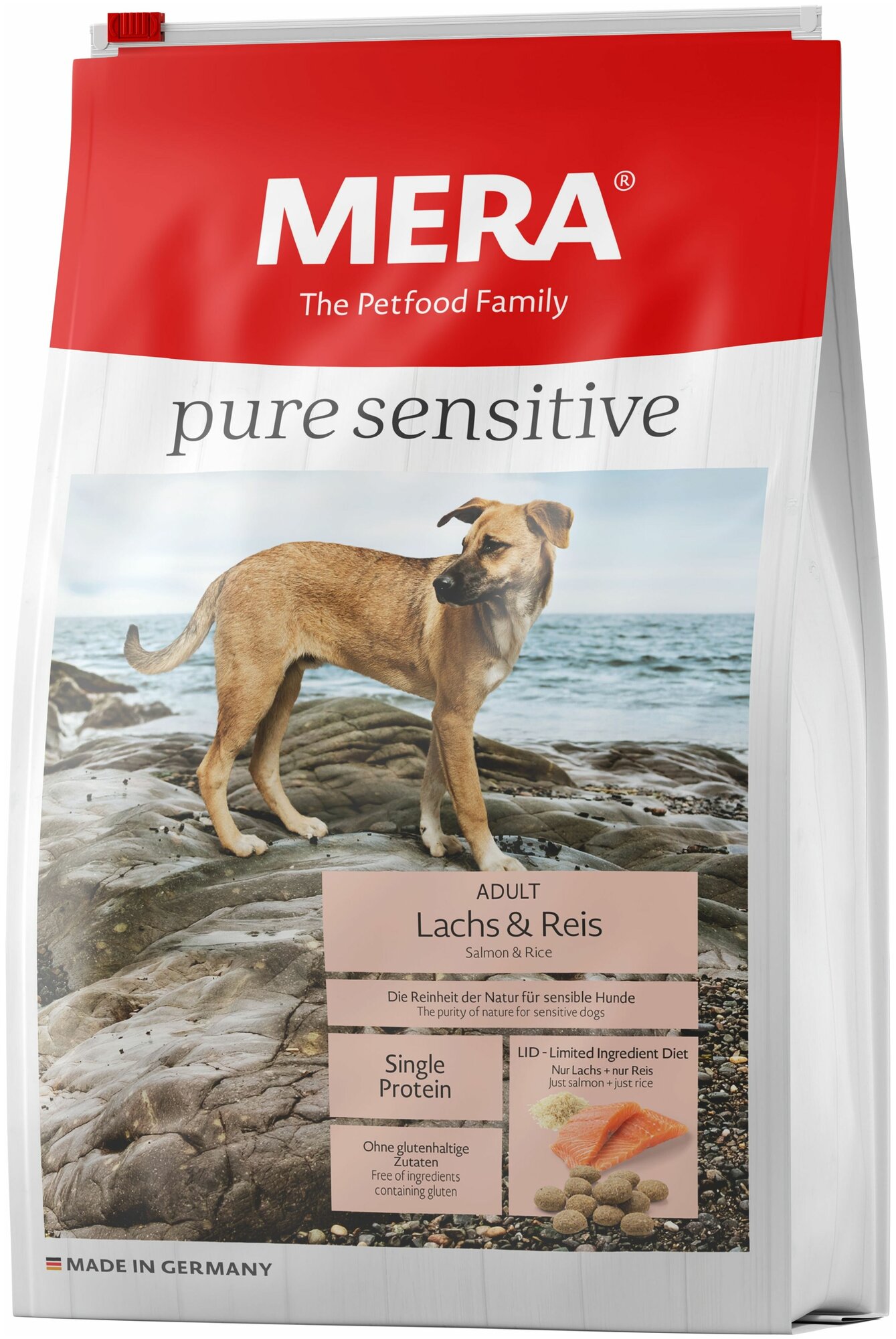 Сухой корм MERA PURE SENSITIVE ADULT LACHS&REIS для взрослых собак с лососем и рисом,12,5 кг