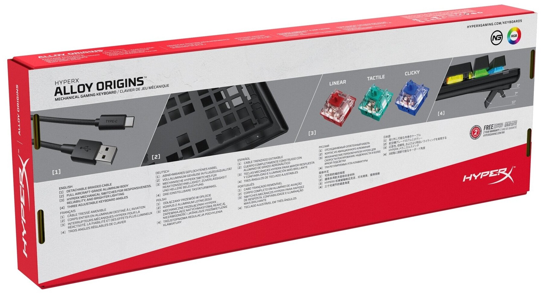 Клавиатура HYPERX Alloy Origins, USB, черный [hx-kb6rdx-ru] - фото №6