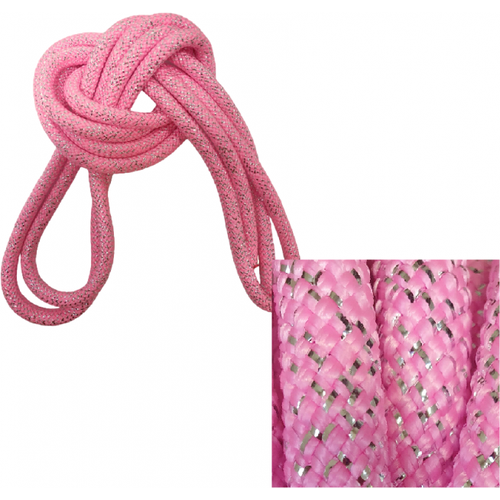фото Скакалка для художественной гимнастики утяжеленная розовая с серебром denstore