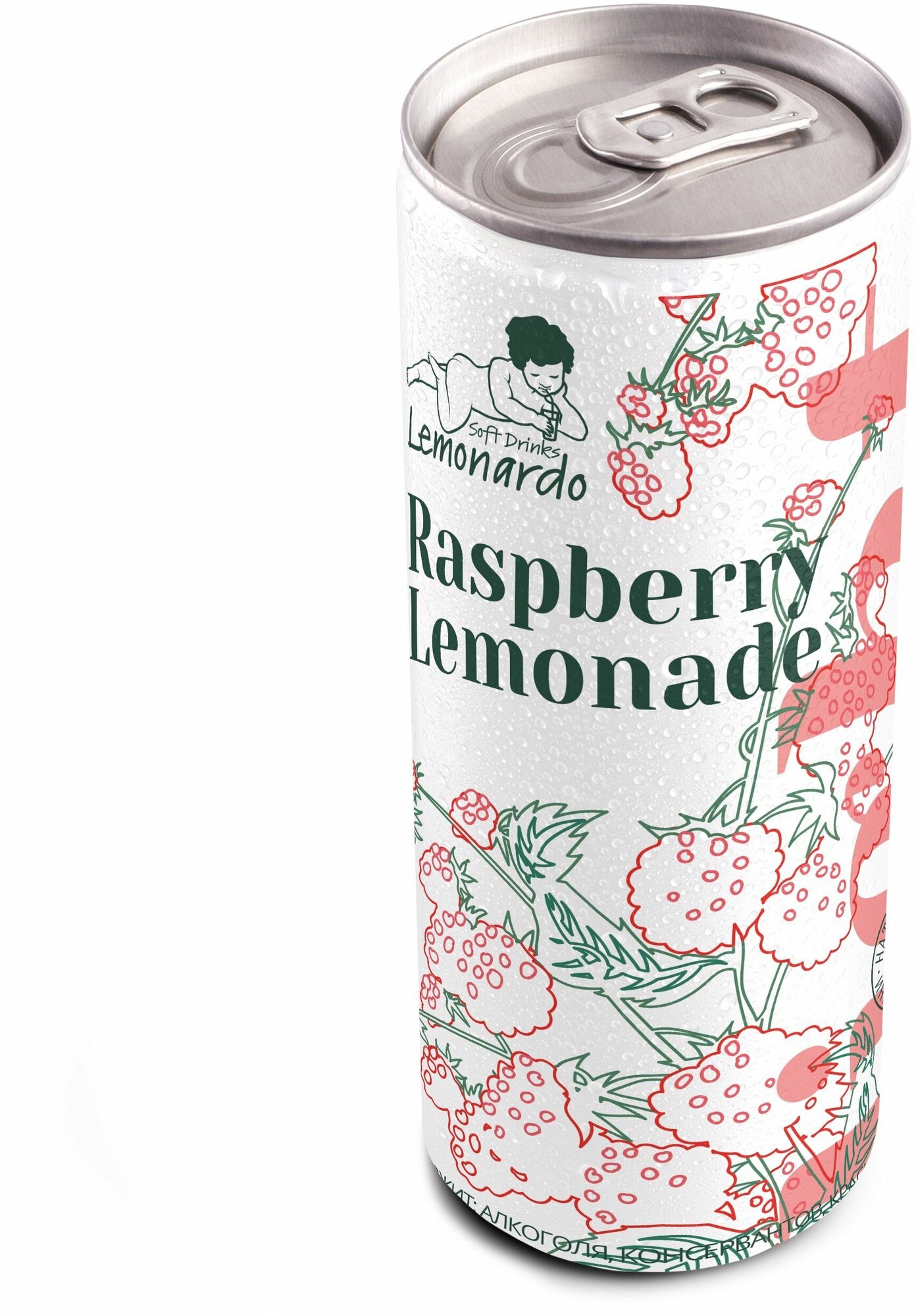 Натуральный малиновый лимонад со стевией / Lemonardo Raspberry Lemonade Light, алюминиевая банка 330мл. 6шт - фотография № 2