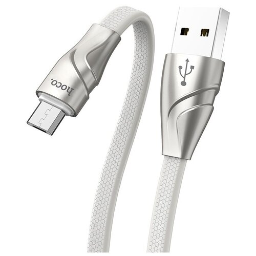 Кабель Hoco U57 Twisting USB - microUSB, 1.2 м, 1 шт., белый кабель hoco u57 usb microusb 2 4 а 1 2 м плоский белый