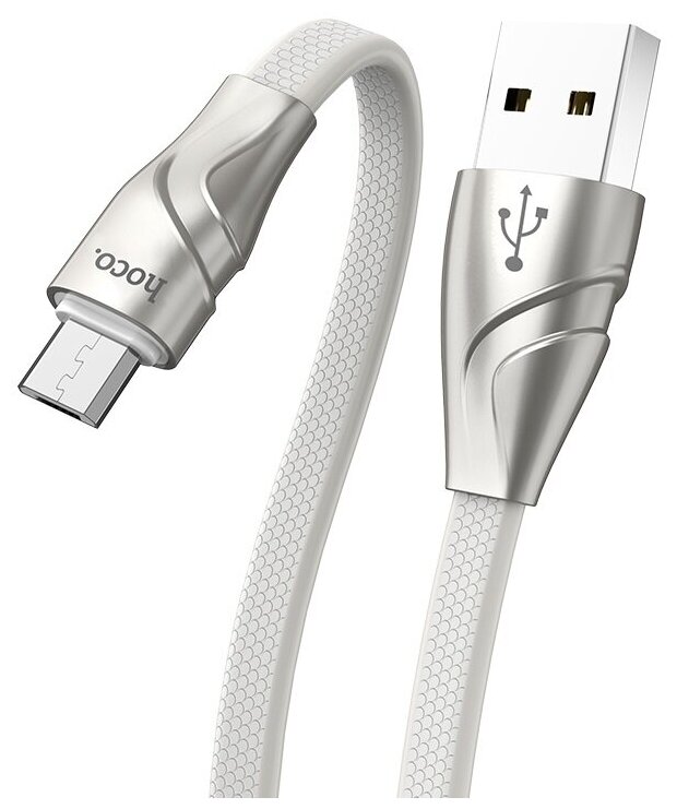 Кабель USB HOCO U57 Twisting, USB - MicroUSB, 2.4А, 1.2 м, белый