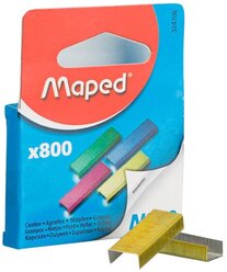 Maped Скобы для степлера №10 оцинкованные, 800 шт зеленый/красный/желтый/фиолетовый