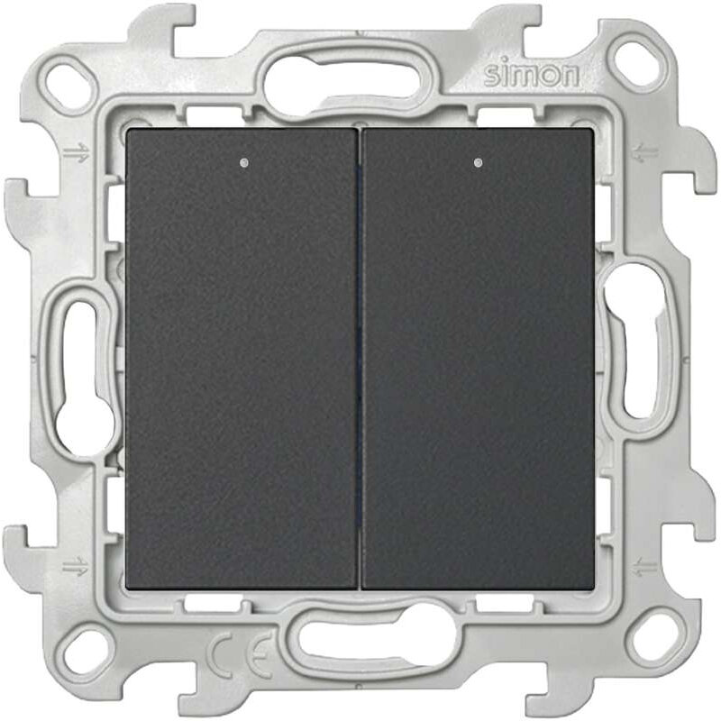 24 Harmonie 2450392-038 Выключатель двухклавишный (10 А, подсветка, под рамку, скрытая установка, графит) Simon - фото №1