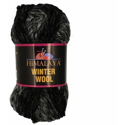 new winter women wool HIMALAYA Winter Wool, 100 грамм, 70 метров, 80% акрил, 20% шерсть 22 черно-серый