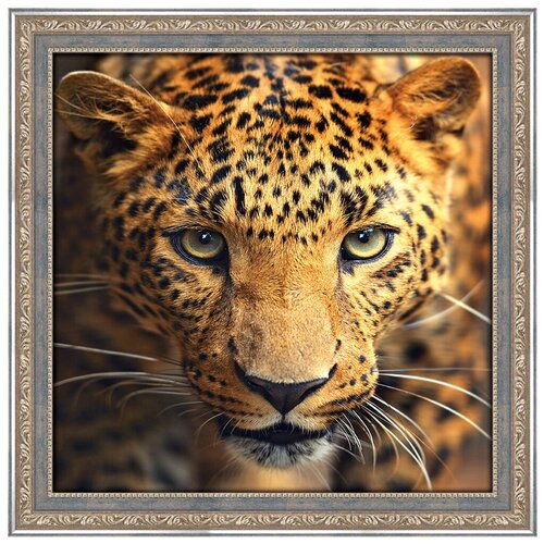 Купить Алмазная живопись Набор алмазной вышивки Портрет леопарда (АЖ-1400) 30x30 см, зеленый/розовый