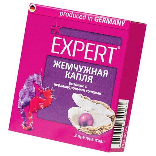 Презервативы EXPERT Жемчужная Капля Germany 3 шт., розовые с перламутровыми точками