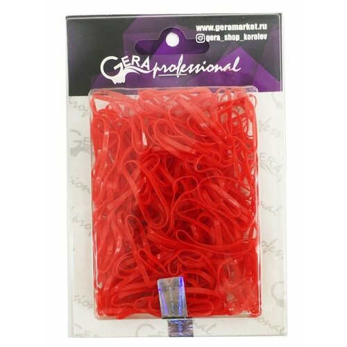 силиконовые резинки для волос уп 150 шт Gera Professional, Резинки для волос силиконовые, цвет красный, 20г/уп