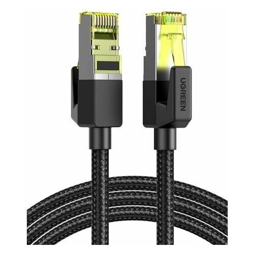 Кабель UGREEN NW150 (80424) CAT7 Shielded Round Cable with Braided Modular Plugs. Длина: 3м. Цвет: черный. cat8 cat7 industrial ethernet connector rj45 shielded field plug tool free modular conector 23 24 awg