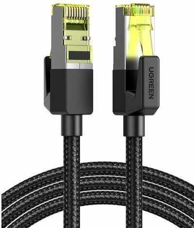 Кабель UGREEN NW150 (80424) CAT7 Shielded Round Cable with Braided Modular Plugs. Длина: 3м. Цвет: черный.