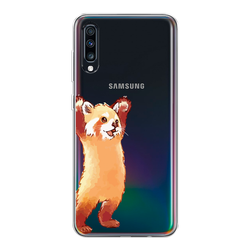 Силиконовый чехол на Samsung Galaxy A70 / Самсунг Галакси А70 Красная панда в полный рост, прозрачный