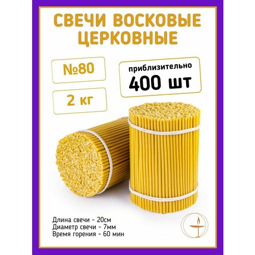 Свечи церковные восковые натуральные освященные 80 - 2 кг