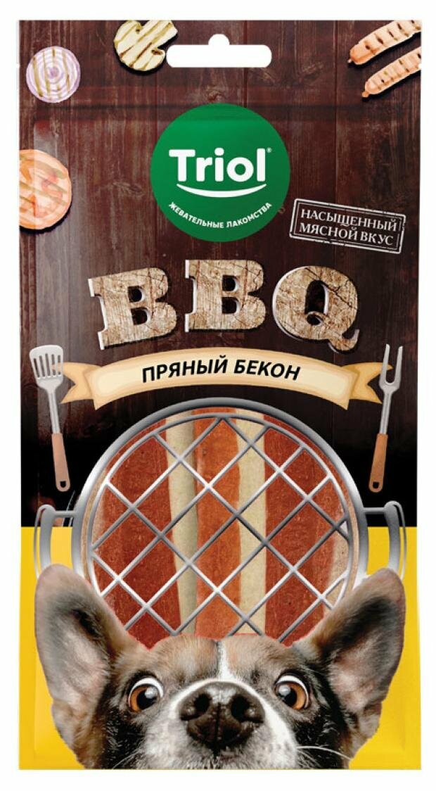 Лакомство для собак Triol пряный бекон BBQ, 66 г - фото №1